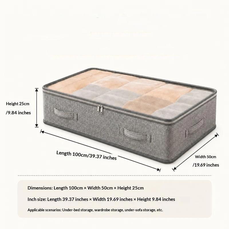 Under Bed Storage Organizer Heavy Duty Foldable Large Capacity With Handles for Seasonal Clothes Blankets Shoes