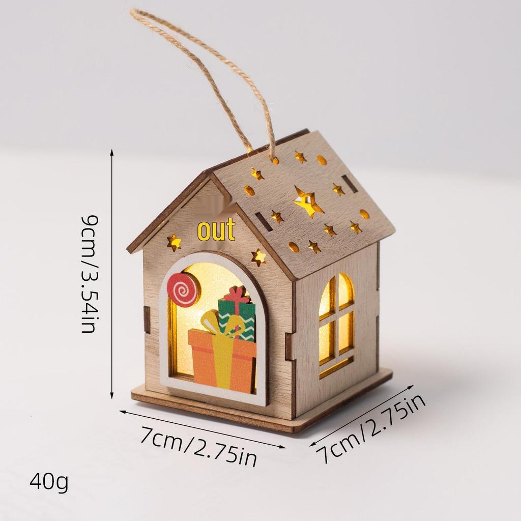 Christmas Luminous Wooden Cabin Ornament - Small House Tree Decoration