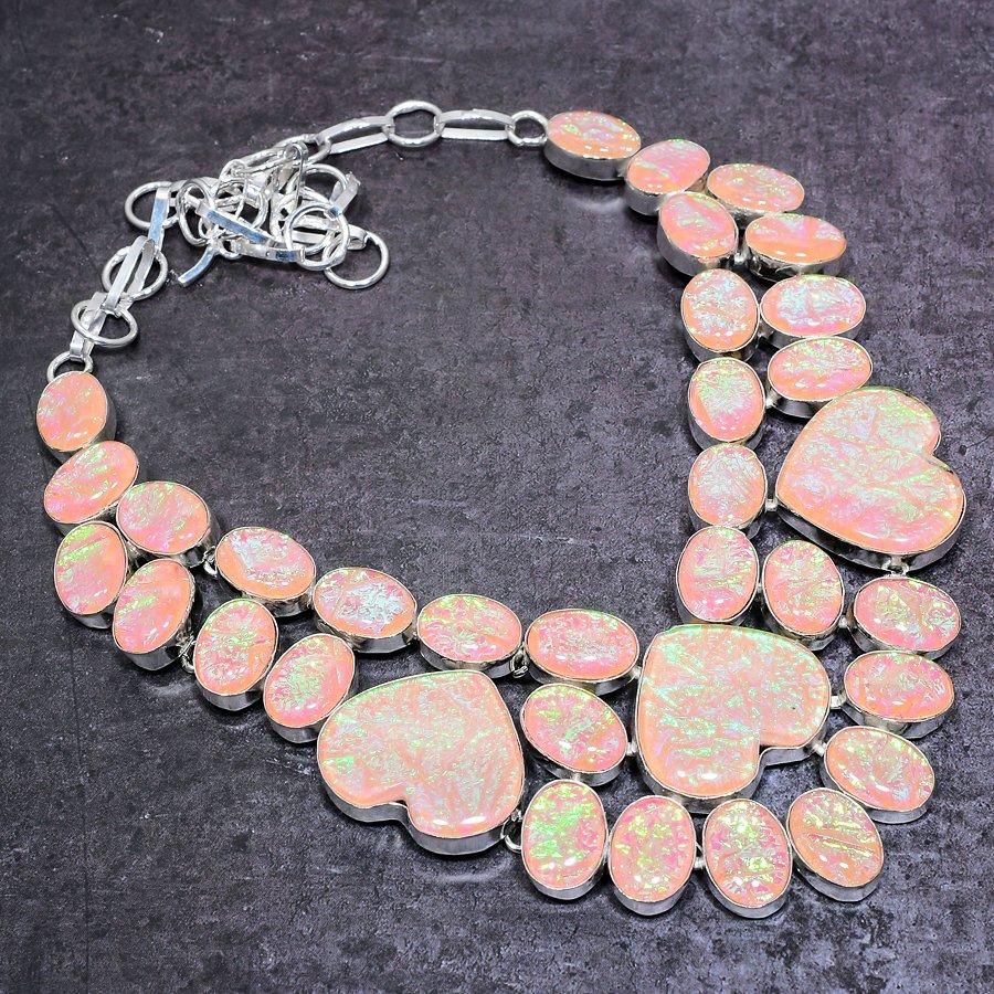 Orange Triplet Opal Handmade 925 Sterling Silver Jewelry Necklace 18" Z3f11