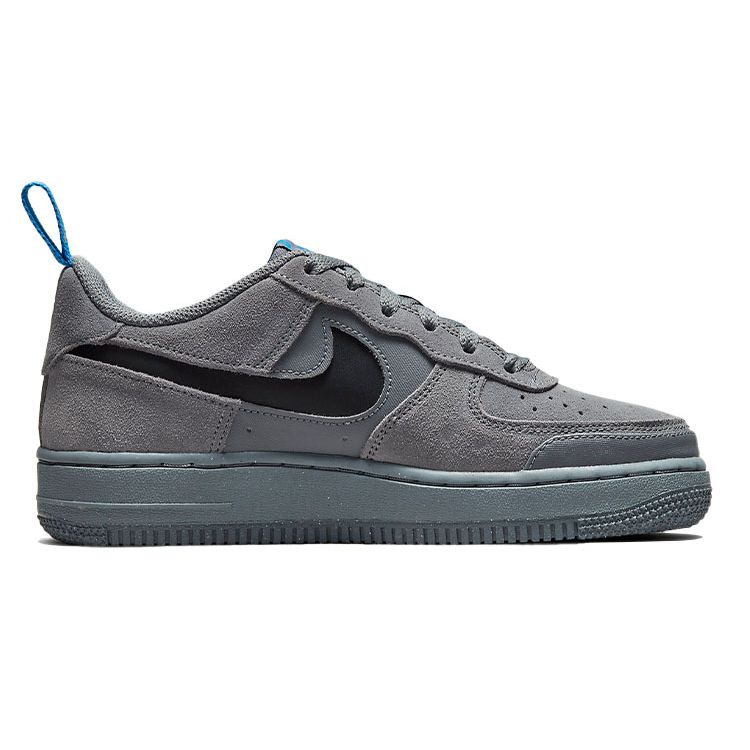 Nike Air Force 1 Low GS Cut Out Swoosh - Smoke Grey Kids Sneakers Black Light-Photo-Blue DQ1097-001
