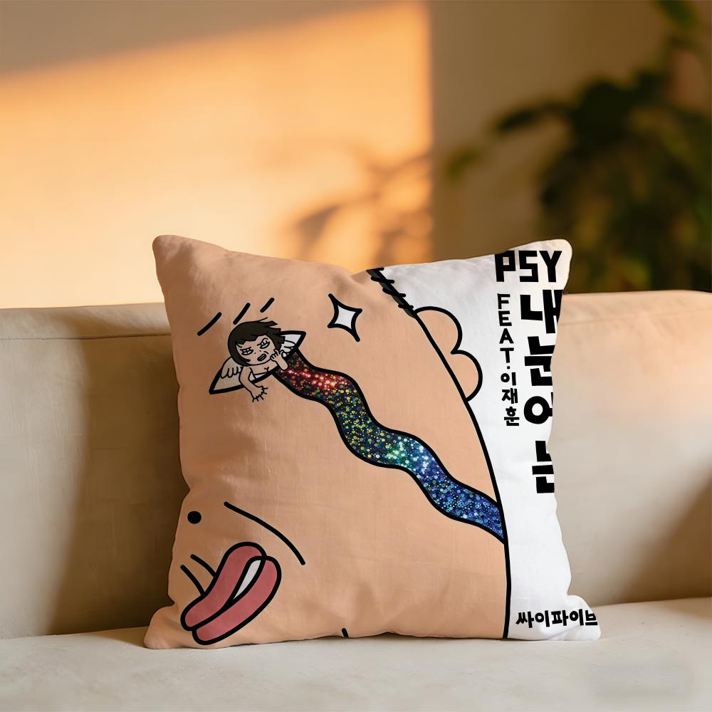 Psy Album Cushion Cover Cozy Velvet Throw PillowSoft Warm Cushion For Sofa Bed