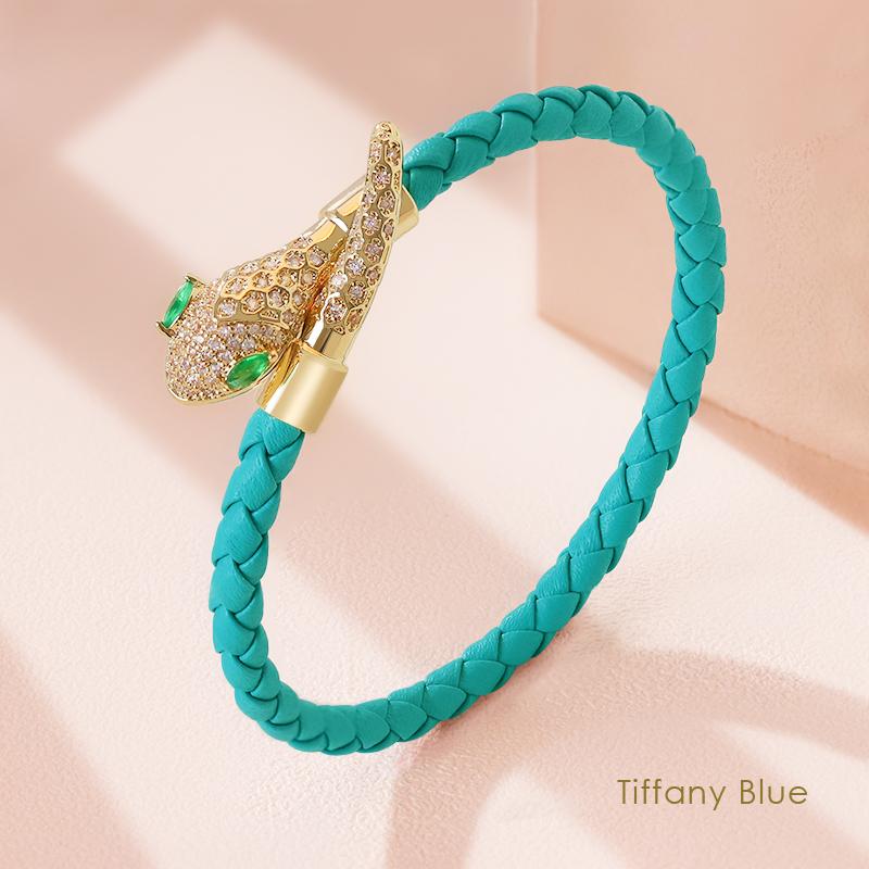 High Quality Snake Head Open Bracelets for Women New Trendy Genuine Braided Leather Bracelet Jewelry Gift Fashion Accessories