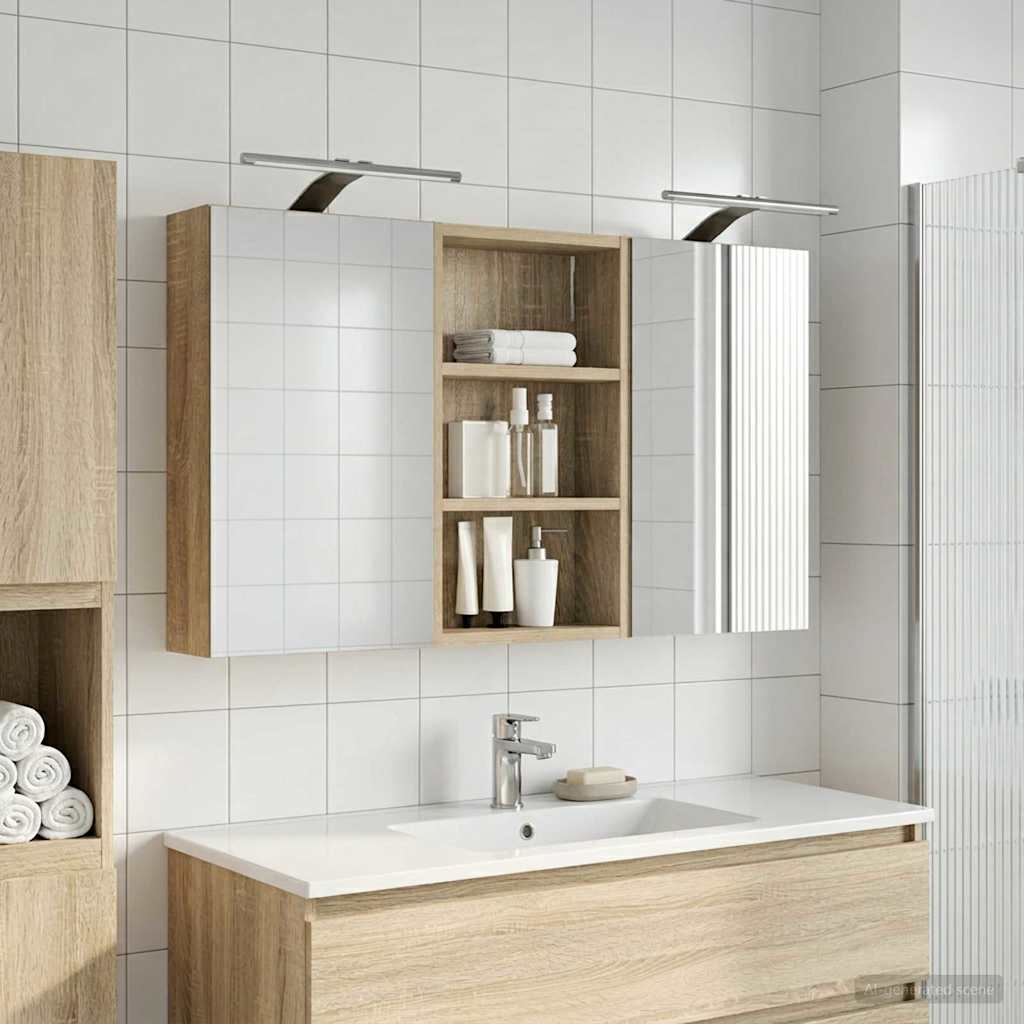 Bathroom Cabinet Set 3 Pcs 90 X 10.5 X 50 Cm Particleboard