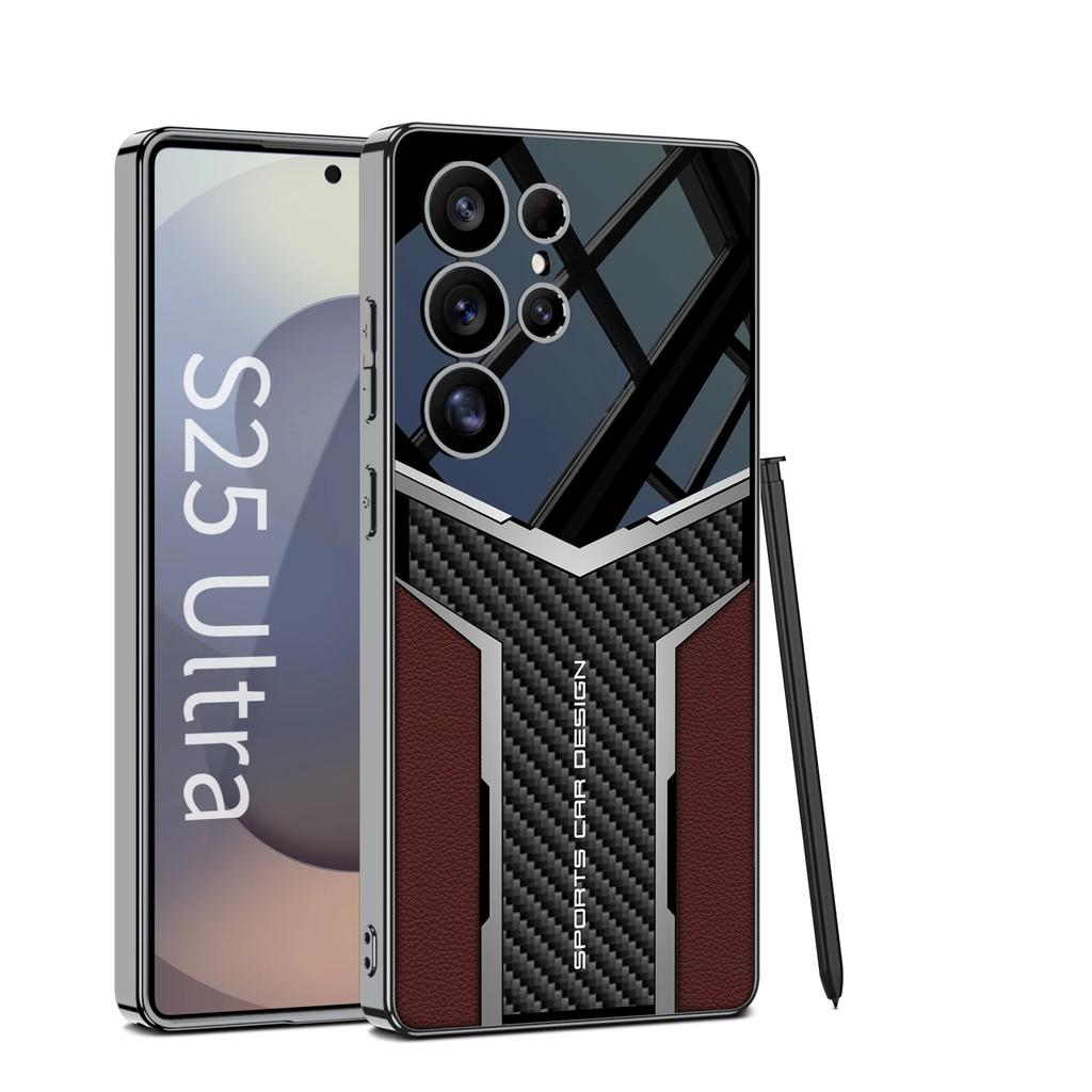 Electroplated Plain Leather Case for Samsung Galaxy S25 S24 S23 Ultra Shockproof Soft Edge Cover for Galaxy S25 Ultra Case