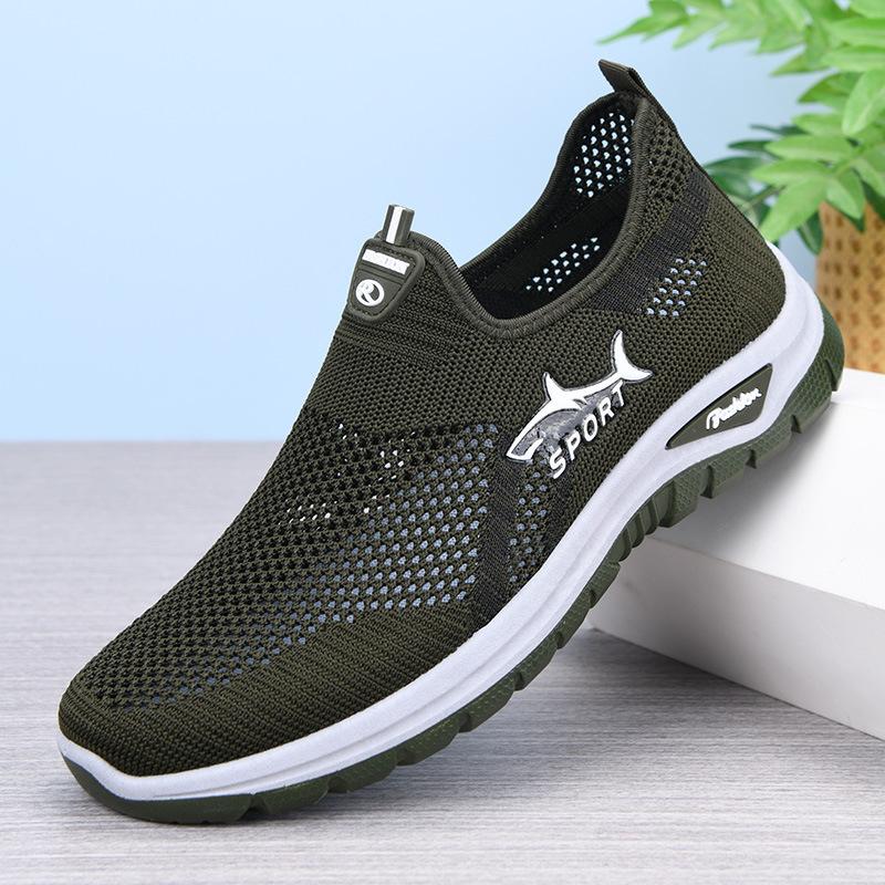 

New men s casual shoes Middle-aged and elderly men s shoes Comfortable and breathable sports shoes One-pedal dad shoes Soft-soled cloth shoes 44