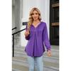 Frühling und Herbst Damen Bluse Einfarbig V-Ausschnitt Knopf Kapuze Lose Langarm Sweatshirt