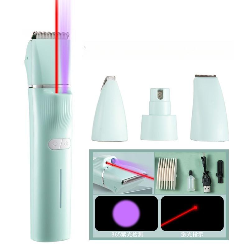 

4 in 1 Pet Grooming Clippers for Cats Dogs Trims Paw Hair Detects Ringworm Urine Rechargeable
