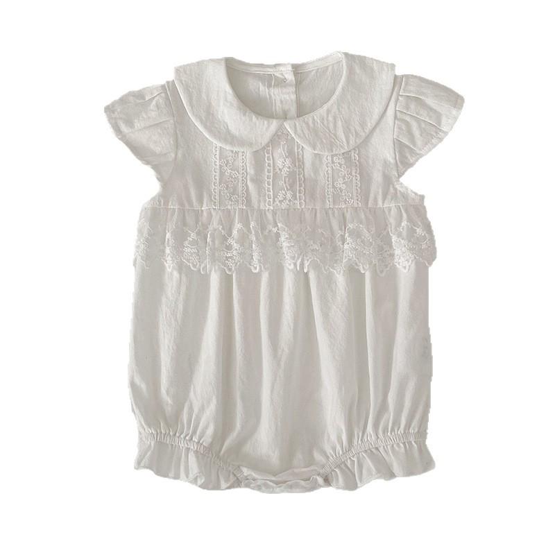 Sommer-Baby-Mädchen-Body & Strampler im koreanischen Stil - Stilvolles Krabbel-Outfit mit Vollmond-Design und Windelschutz für unterwegs