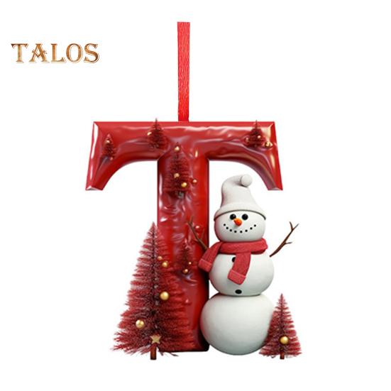 

Подвеска с рождественскими буквами от A до Z, подвесной рождественский алфавит, акриловое украшение в виде снеговика, украшение для рождественской елки, автомобильный рюкзак T
