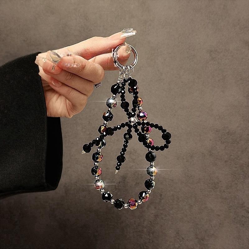 Fashionable Beaded Bow Luxury Crystal Phone Lanyard High-End Bejeweled Short Wrist Pendant Hand Hanging Chain Decoration