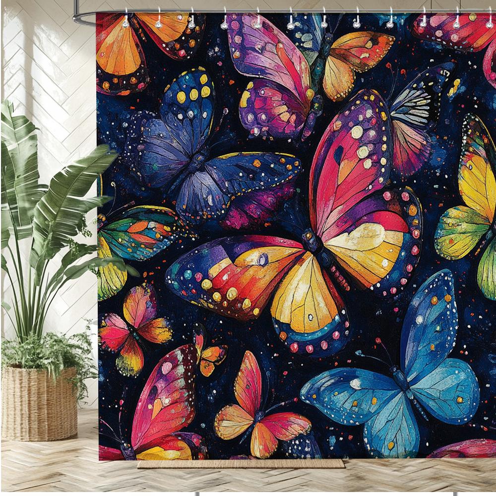 Beautiful Butterfly Style Style Shower Curtain Bath Curtain Flowers Printed Bathroom Curtains For Home Decoration Curtain