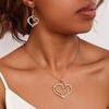 Women's Jewelry Set Double Heart-Shaped Glass-Inlaid Rhinestone Necklace and Earring Set Suitable for Daily Wear and Holidays Without Box