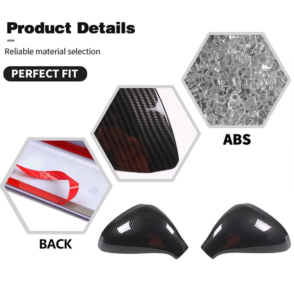 For Peugeot 207 308 2006-2014 ABS Carbon Fiber Style Car Side Door Rearview Mirror Cap Cover Trim Auto Exterior Accessories