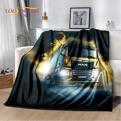HD Mužský nákladní vůz 3D tisk Měkké flanelové deky, Přehozová deka Pohodlná deka na piknik, postele, pohovku, domov, ložnici, dárky