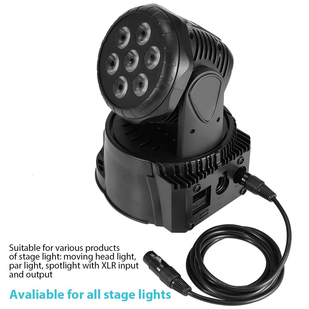 1M/3.3ft XLR-kabel DMX-scenelyskabel 3-pins XLR hann- til hunnplugg Svart PVC-kontakt for flytting