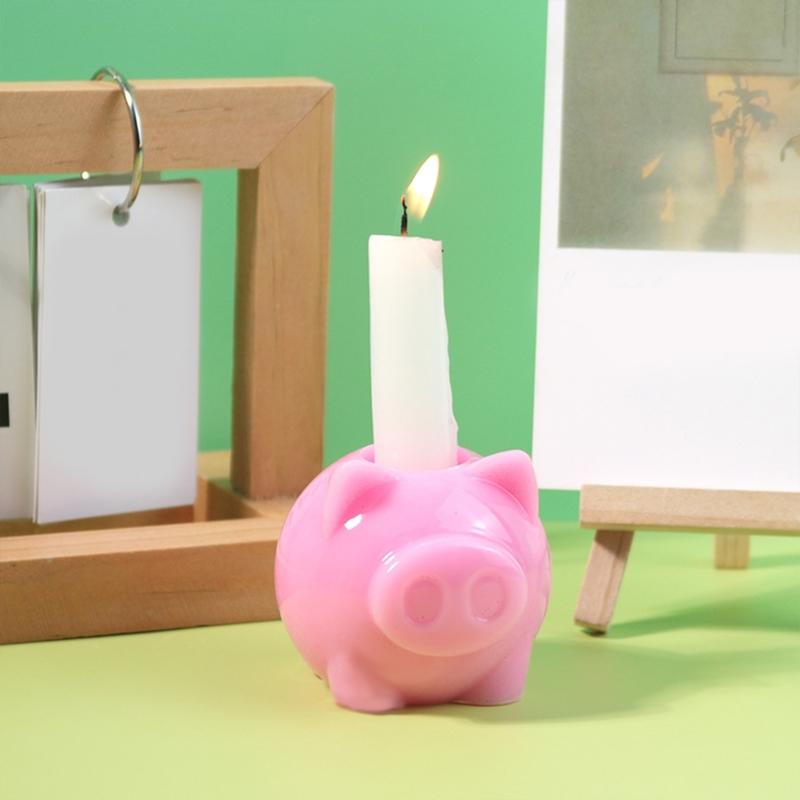 Gypsum Candlestick Silicone Mold Lovely Pig Candle Base Mould Animal Shape Candle Holder Mold Home Decoration Mould