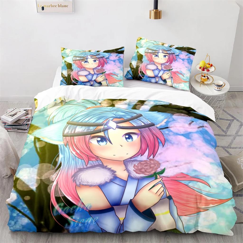 Gacha Life Academia Anime Zestaw Poszwy na Kołdrę z Poszewkami na Poduszki Poliester Nastoletni Dziecięcy Zestaw Pościeli Pełny Queen King Rozmiar Pościel