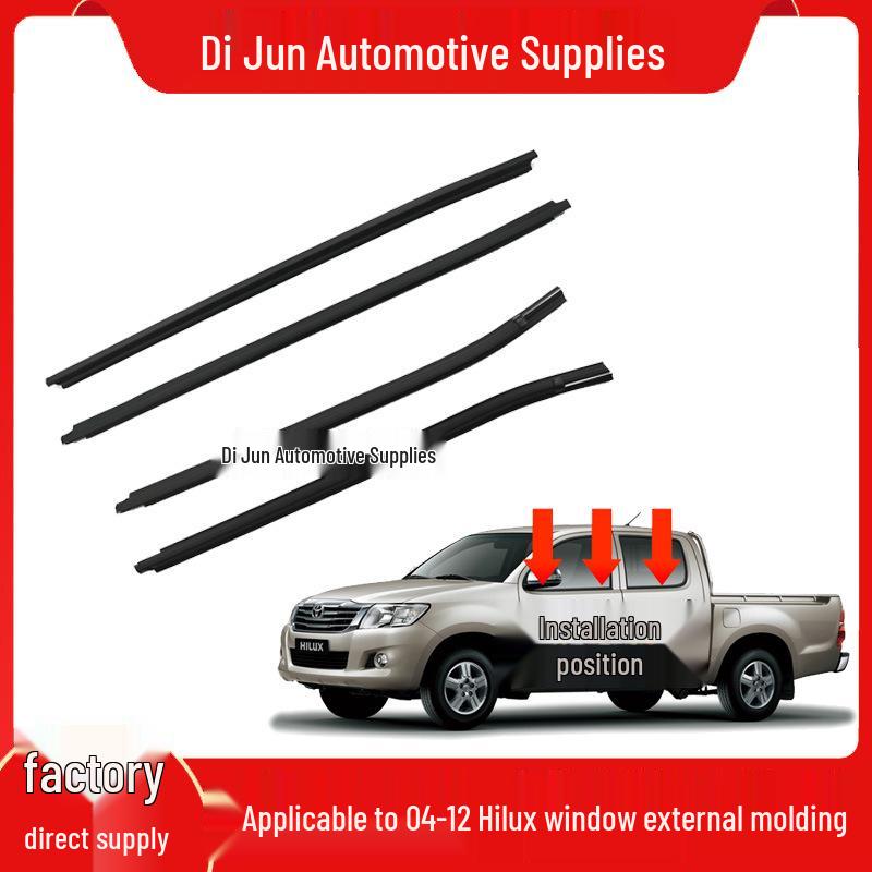 Weatherstrip Window Scraper for 04-12 Hilux: Outer Door & Glass Waterproof Trim Left Rear Door