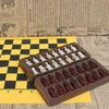 Antique Small Chess Leather Chess Board Characters Chess Game Resin Lifelike Chess Pieces For Parent-Child Entertainment