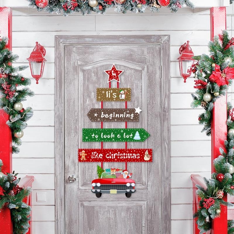 Reusable Holiday Door Hanger Santa Design Christmas Celebration Paper Decors