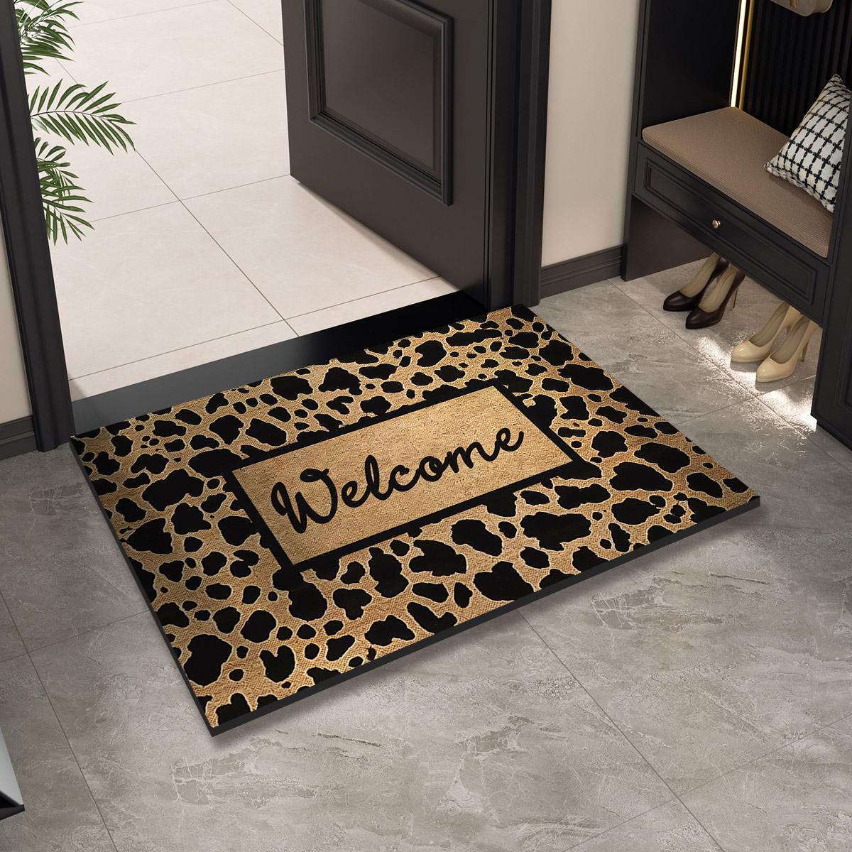 

Leopard Print Door Mat Entrance Welcome Doormat Outdoor Floor Foot Mats Front Doormat Room Rugs Hallway Bath Rug Washable 40x60cm