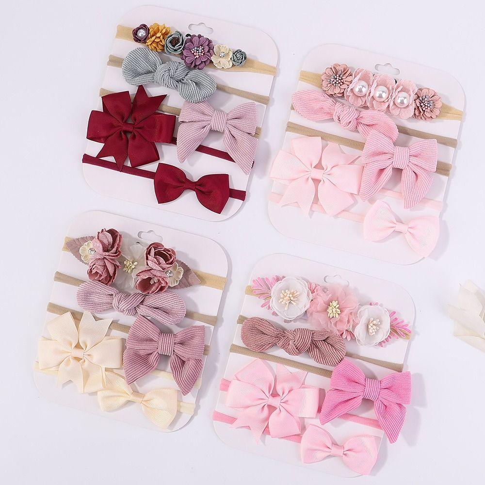 10Pcs Cute Bowknot Rubber Band Luxury Flower Lace Hair Ties  for Baby Girl Infant Newborn Toddler