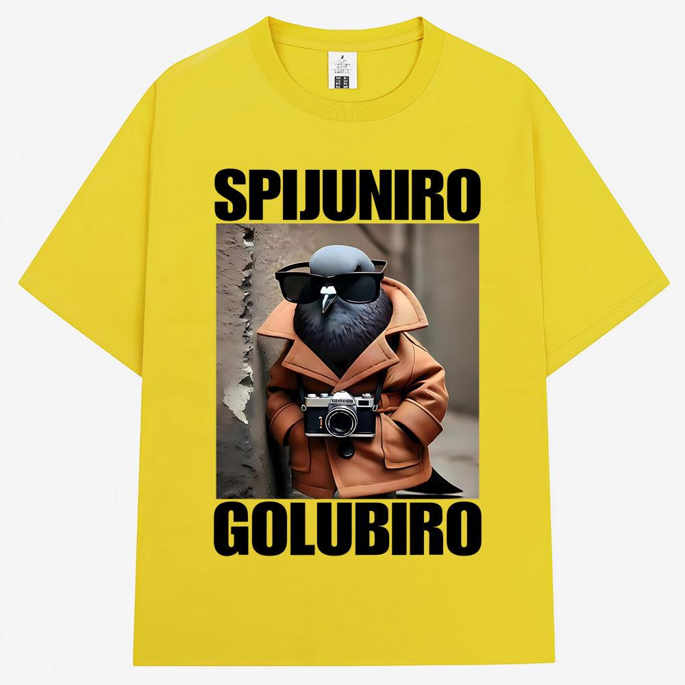 Spijuniro Golubiro Funny Italian Brainrot Meme T Shirt Humor Pigeon Graphic Men Women Novelty Tshirts Fashion Loose Cotton Tees