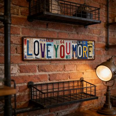 Decorative Tin Sign Vintage Love You More Wall Decor Street Signs Romantic Metal Sign for Bedroom Living Room Terrace Porch