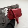Red Bow Crossbody Bags for Women  New Simple Versatile Single Shoulder Bag French Textured Leather Handbags Trend