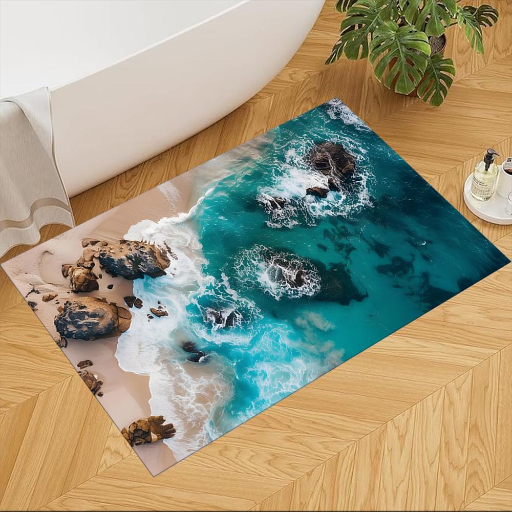 Ocean Waves Meeting Sand Non-Slip Home Carpet Design for Office Decor Living Room Gift