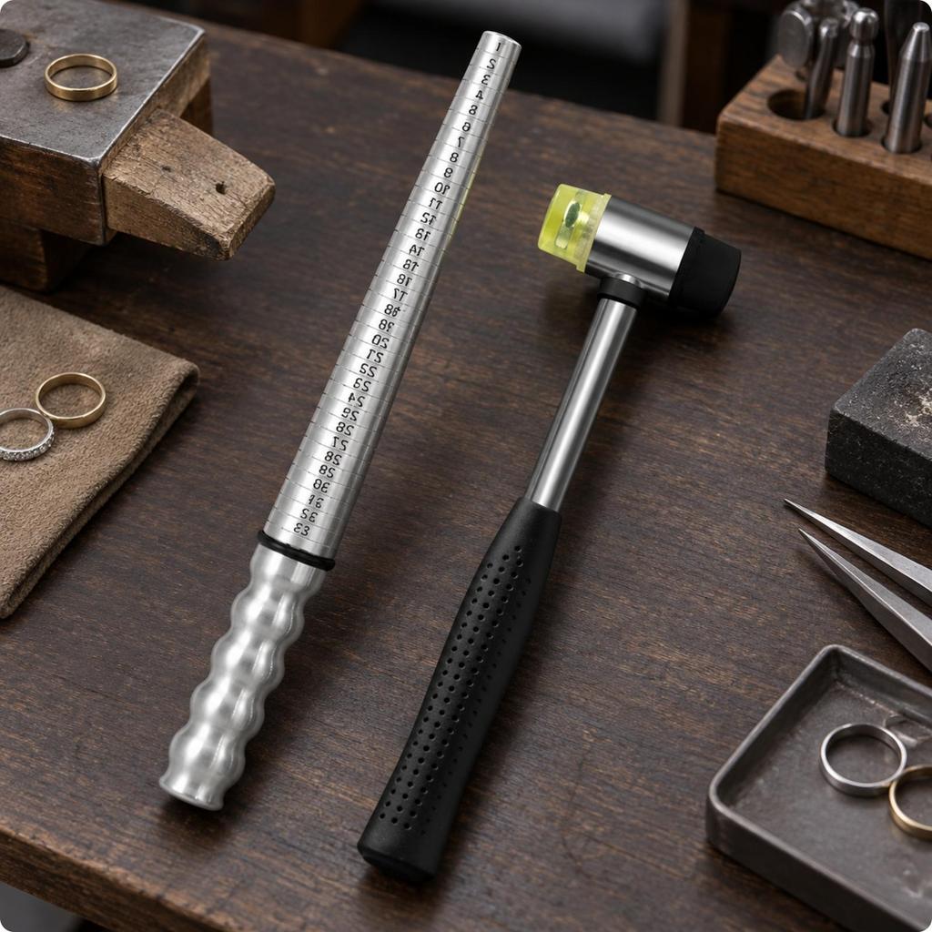 Jewelry Sizing Cone Mandrel with Rubber Mallet Professional for Home Use