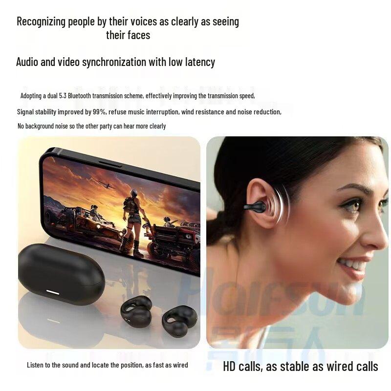 Bone Conduction Clip-on Bluetooth Headphones 25, 2025 Model, Binaural, Clear Sound, Long Standby