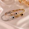 Htpwe Stainless Steel Roman Numeral Nail Bracelet Women's Plated 18k Gold Couple Holiday Gift Bracelet Party Daily Zircon