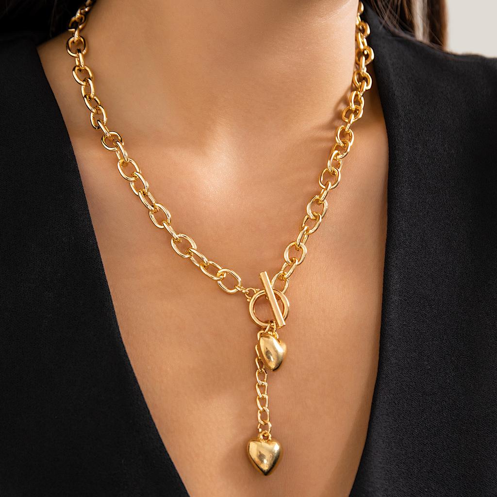 Vintage Love Heart Pendant Necklace for Women Punk OT Buckle Choker Female Party Jewelry Gift