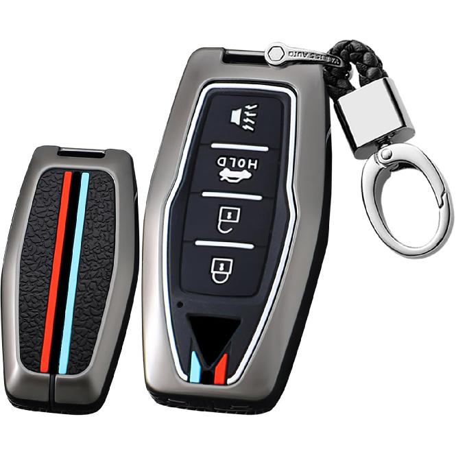 

SANRILY Luminous 4 Button Key Fob Cover Fit for Mitsubishi Outlander 2023 2022 2021 Keyless Silicone & Metal Key Case with Keychain Black-D Black-keyring B