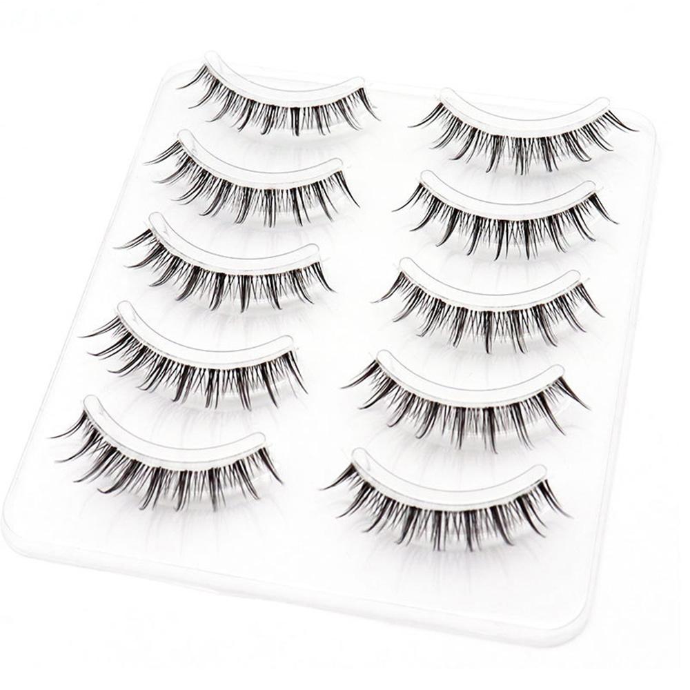 5 Pairs Realistic Curl False Eyelashes Soft Non Irritation Fluffy Eyeslashes for Daily Working or Stage Makeup