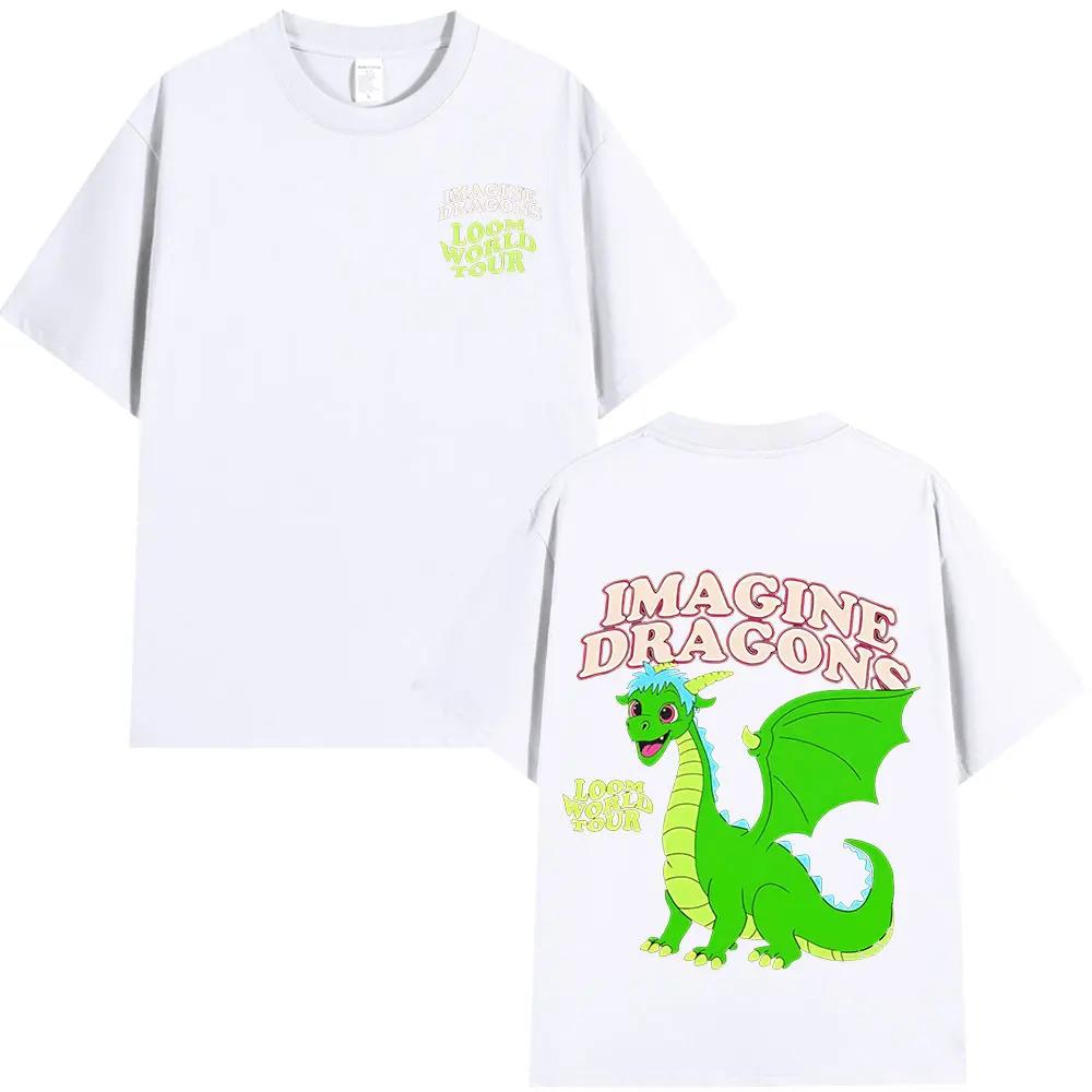 Summer Adult Imagine Dragons Loom World Tour Rock Band Tshirt Cartoon Dragon High Quality 100 Cotton Mens Women Shortsleeved