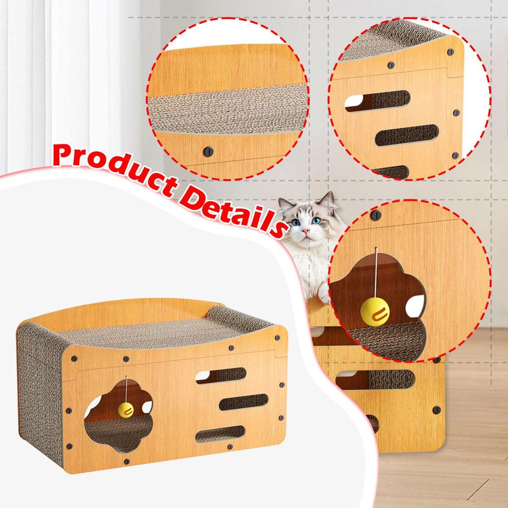 Cat Scratcher House Kitten Toy Playing with Teasing Ball Sturdy Gift Prevents Furniture Damage Cat Scratch Bed Scratching Bed
