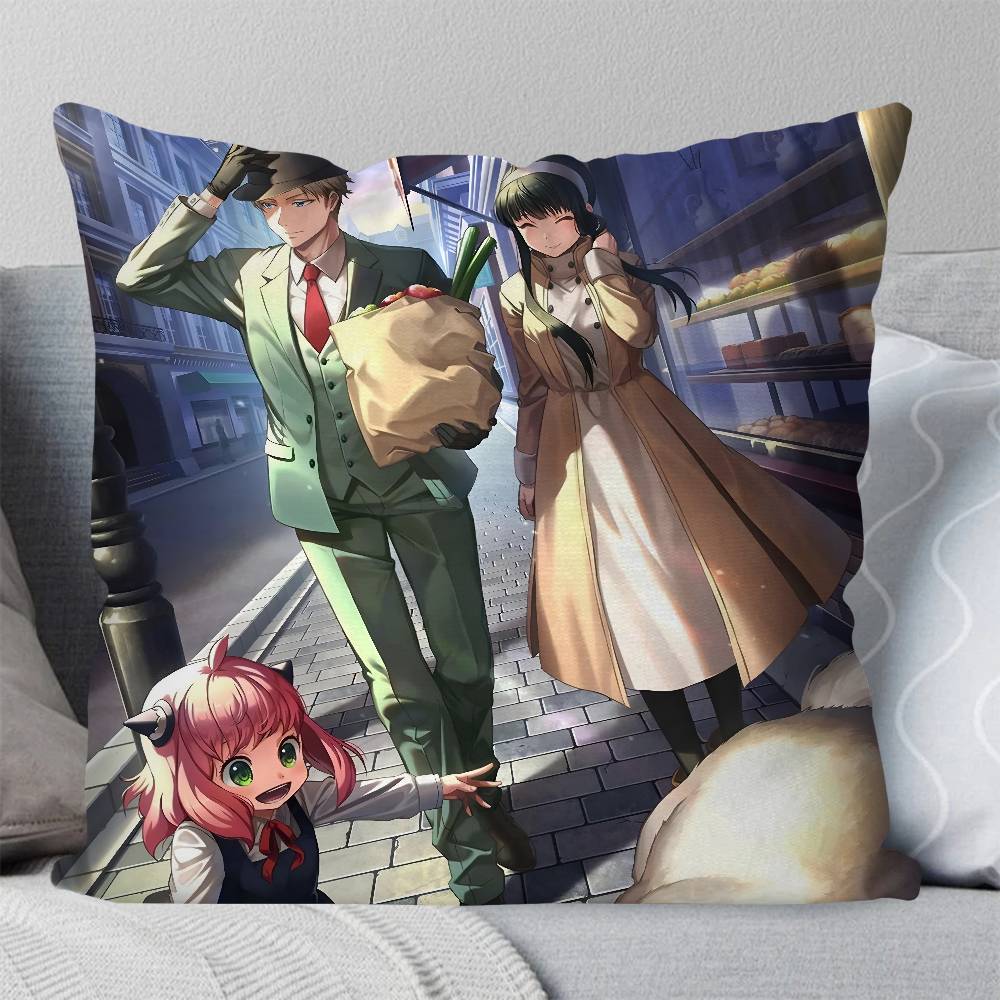 Anime S-SpyXFamilyes Pillow Case Square Pillow Bedroom Sofa Leisure Comfort Cushion Car Living Room Home Decoration