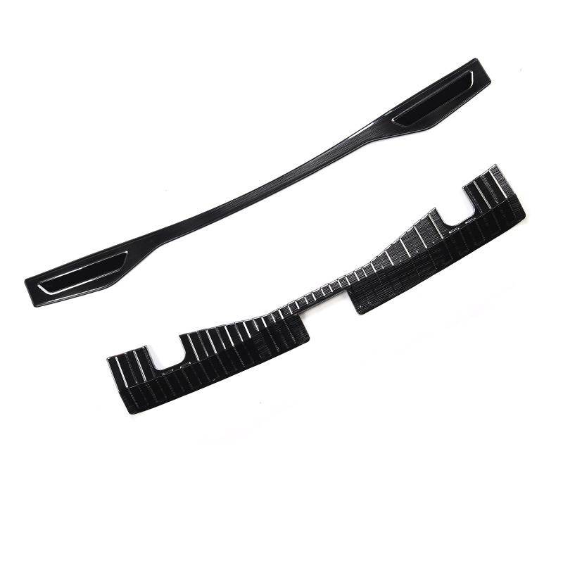 Rear Trunk Protector For Ford Mustang Mach-E -  Stainless steel Black Brushed Rear Sill Scuff Plate Cover Guards