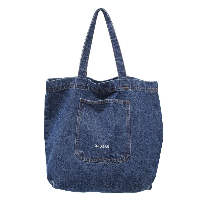 

Retro South Korea Ins Japanese Style Student Shoulder Canvas Bag Dark Blue