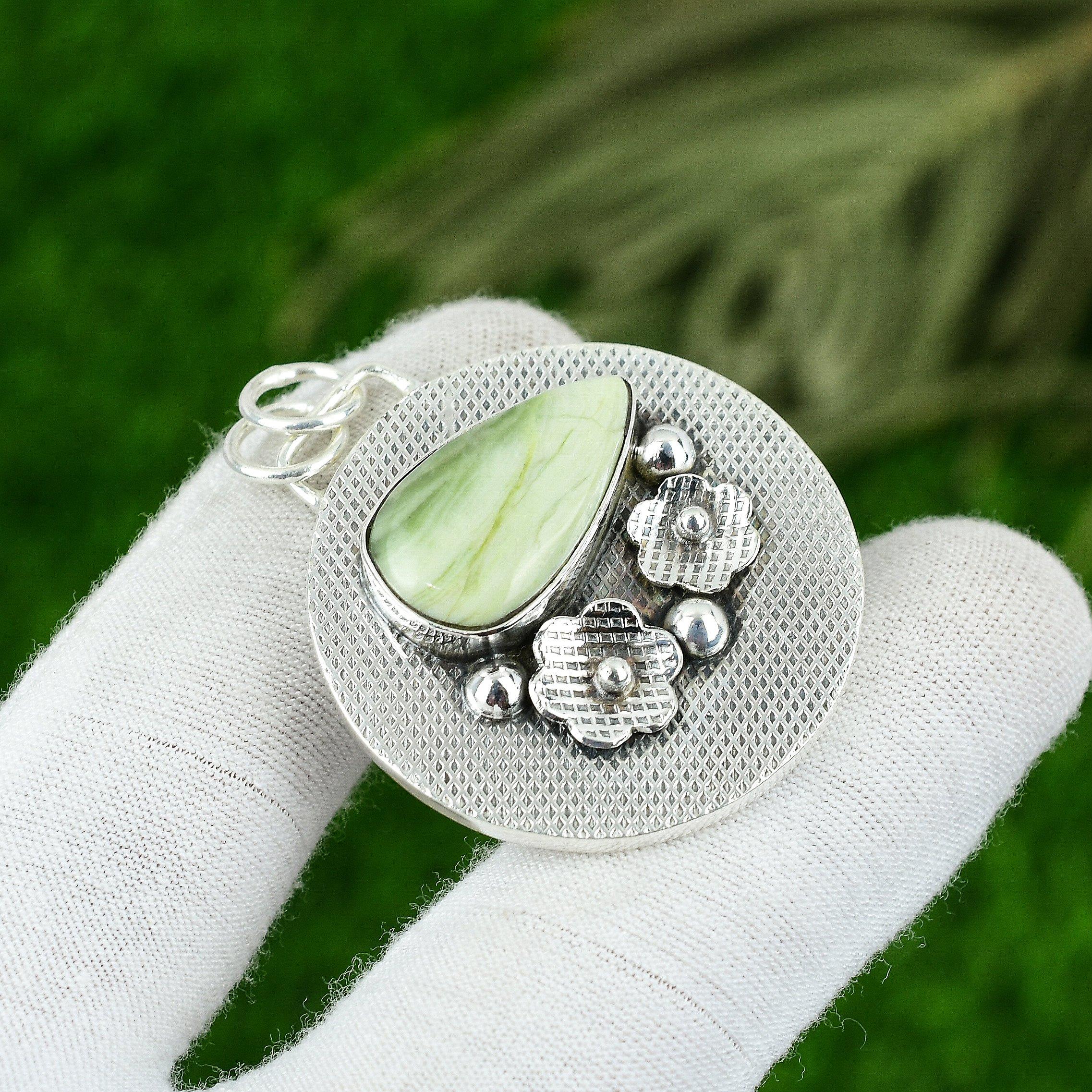 

Birthday Gift For Her Natural Imperial Jasper Gemstone Pendant 925 Silver