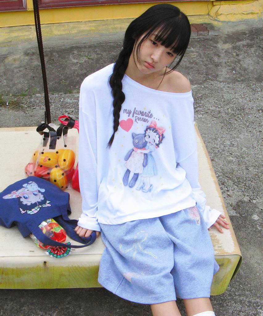 RONRON Betty Boop Dreamy Ribbon Sweat Bermuda Pants Gray