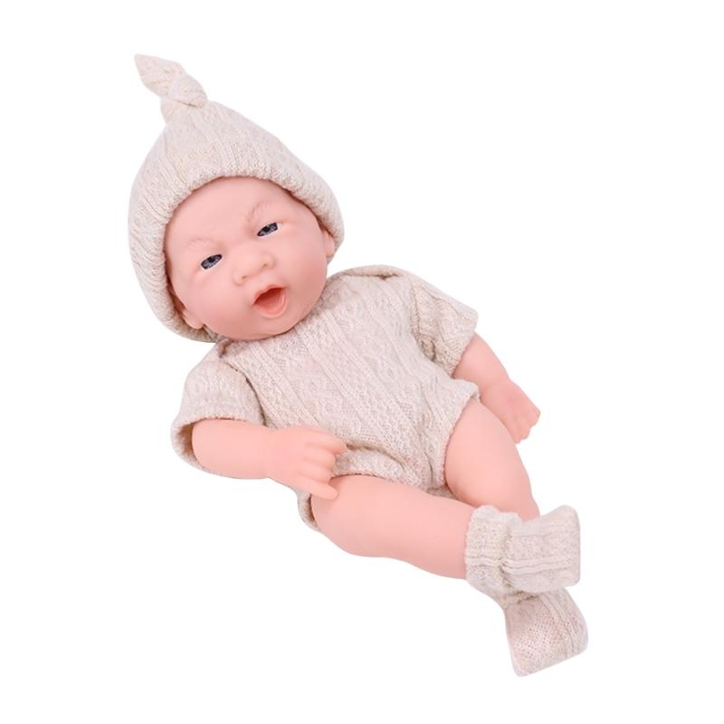 

7.87 Inches Reborns Popular Pouting Cute Girl Doll with Knit Sweater Hat Soft Cuddle Doll for Toddler Birthday Gift