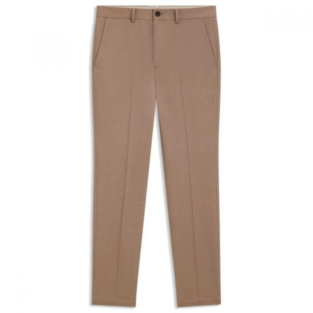 BOSS Slim Fit Cotton Blend Pants Open Beige