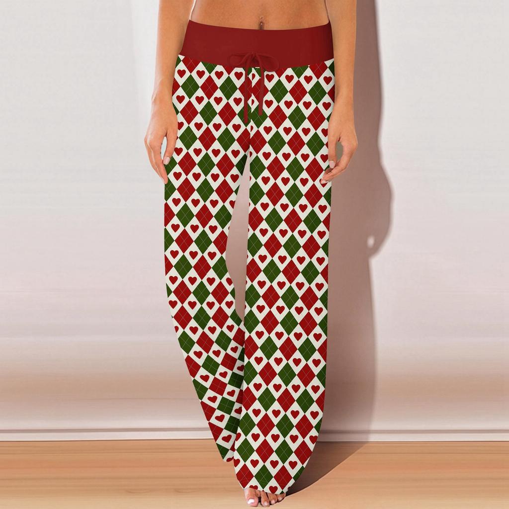 Damen Pyjamahose Nachtwäsche Lässige Hose mit Kordelzug und elastischer Taille Bequeme gerade lockere Yogahose