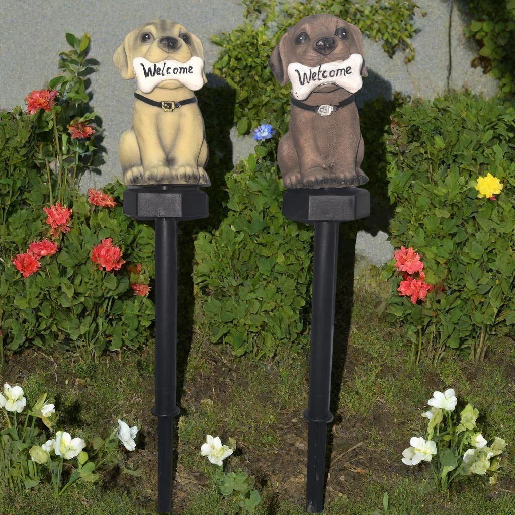 Dog Welcome Lamp Solar Powered Lawn Light for Entrance Garden Courtyard Lawn Patio Outdoor Waterproof Lighting Party Garden