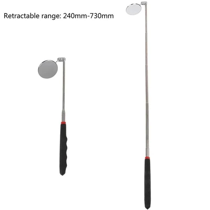 360° LED Light Telescoping Mirrors Extend Mechanic Tools Inspection Mirror Telescopic Handle Repairing Tools