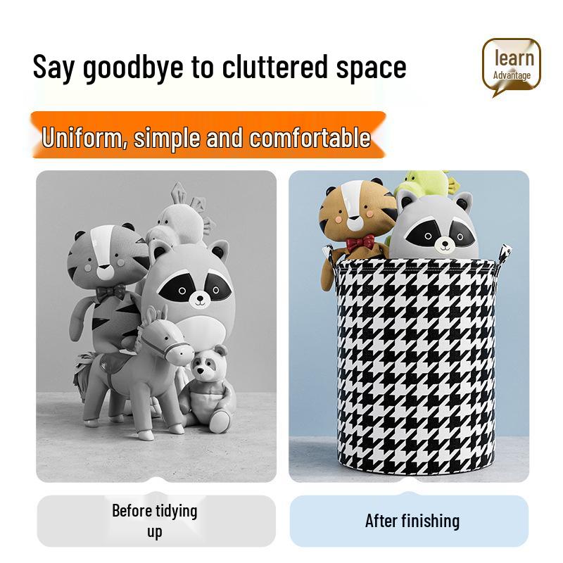 Houndstooth Extra Large Folding Fabric Laundry Basket & Bathroom Organizer