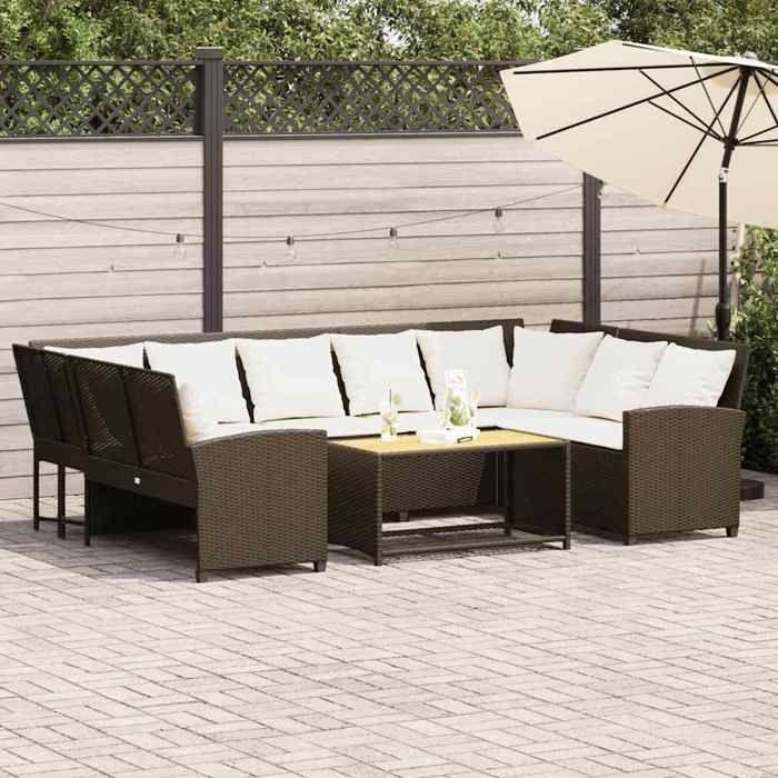 VidaXL Garden Sofa with Brown Wicker Cushions, Outdoor Sofa, Garden Seat, New Garden Sofa 3365330